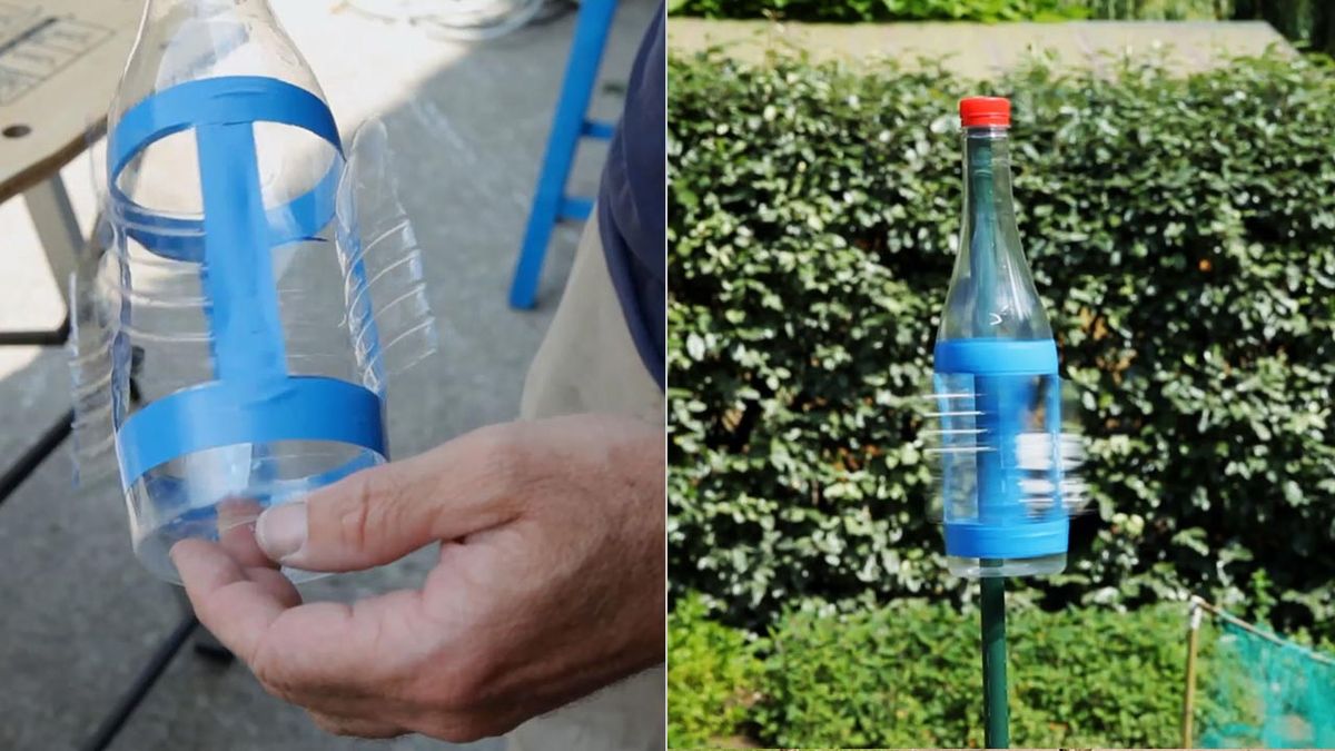 Espantapájaros casero con botella