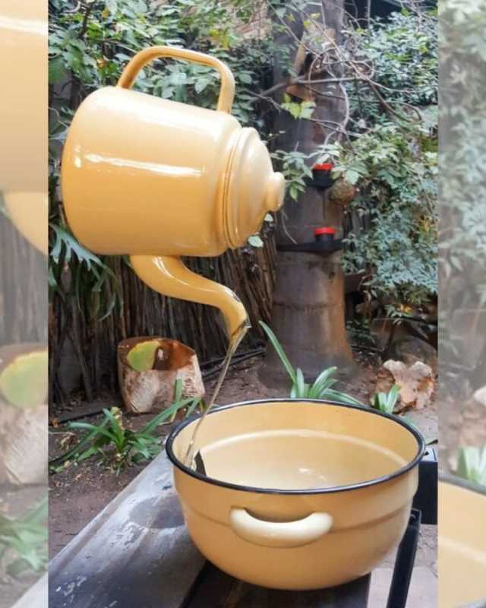 ideas para reutilizar cacerola vieja fuente de agua