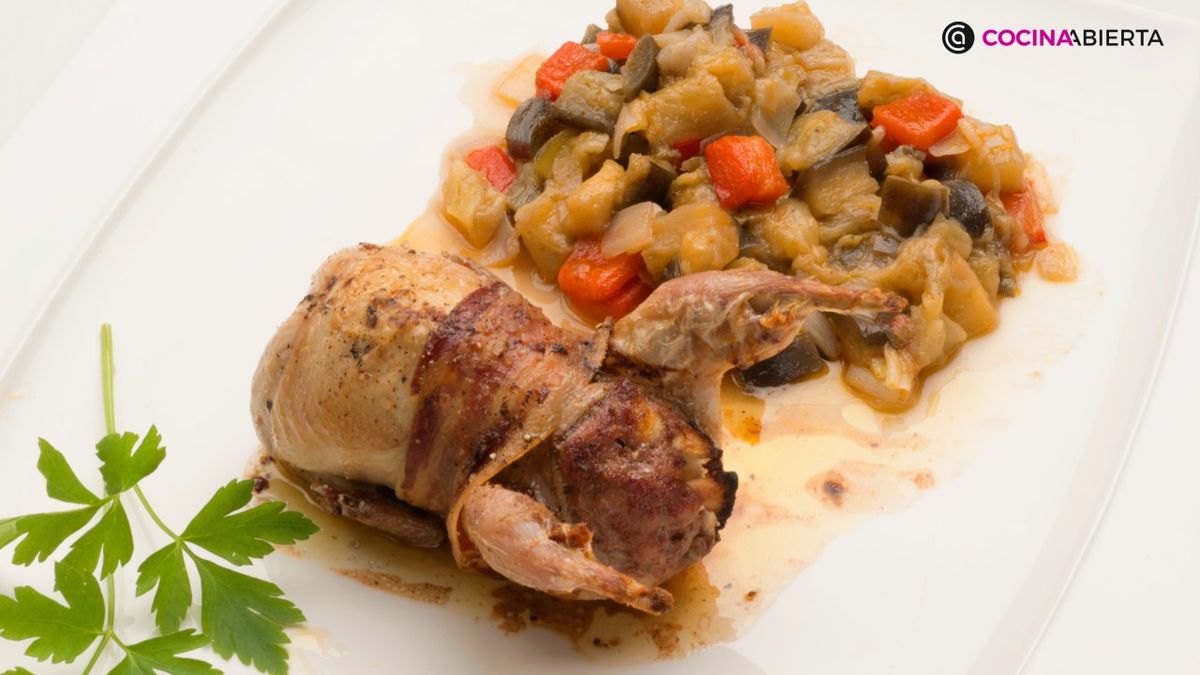 Receta de codornices rellenas con pisto de berenjena