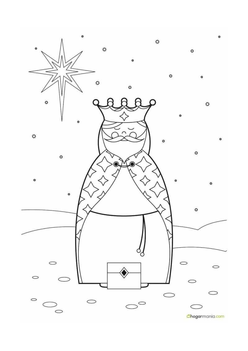 Dibujo del Rey Mago Melchor para colorear.