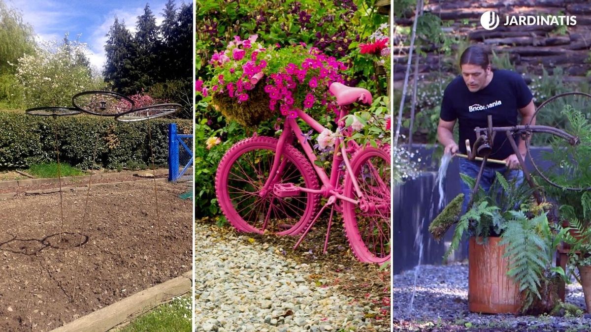 formas de reutilizar bicicletas en el jardin