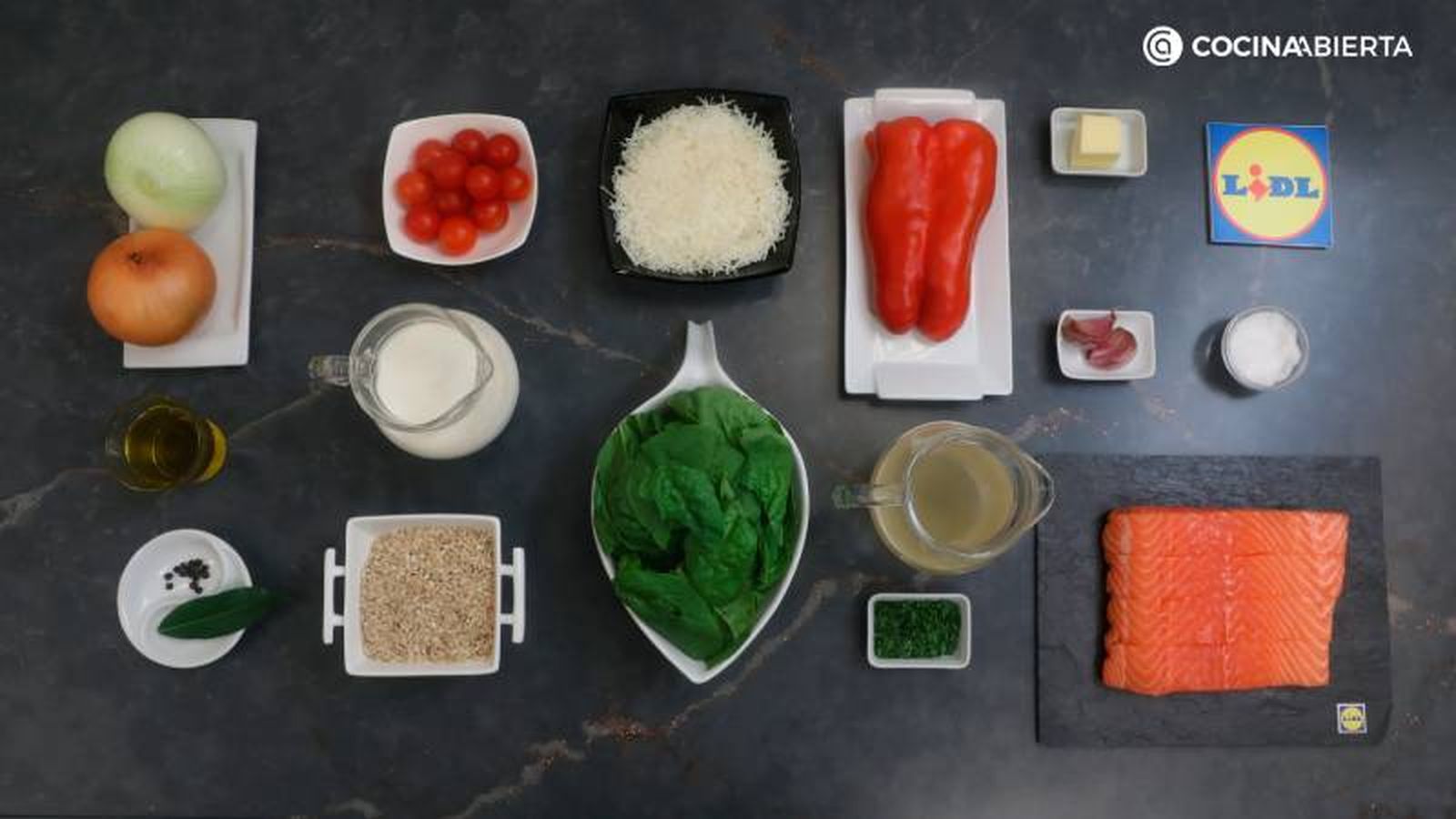 Ingredientes de la receta de salmón a la toscana