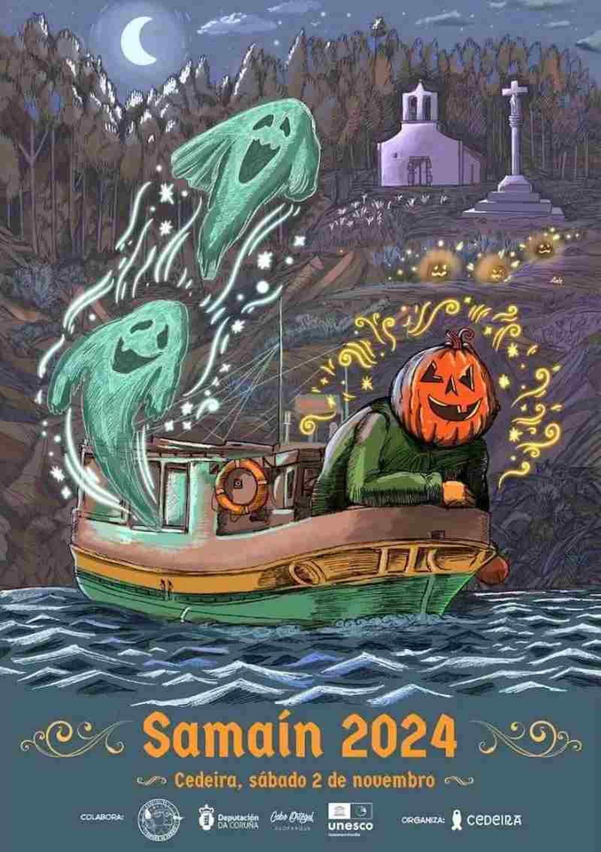 Cartel de la celebración del Samaín en Cedeira