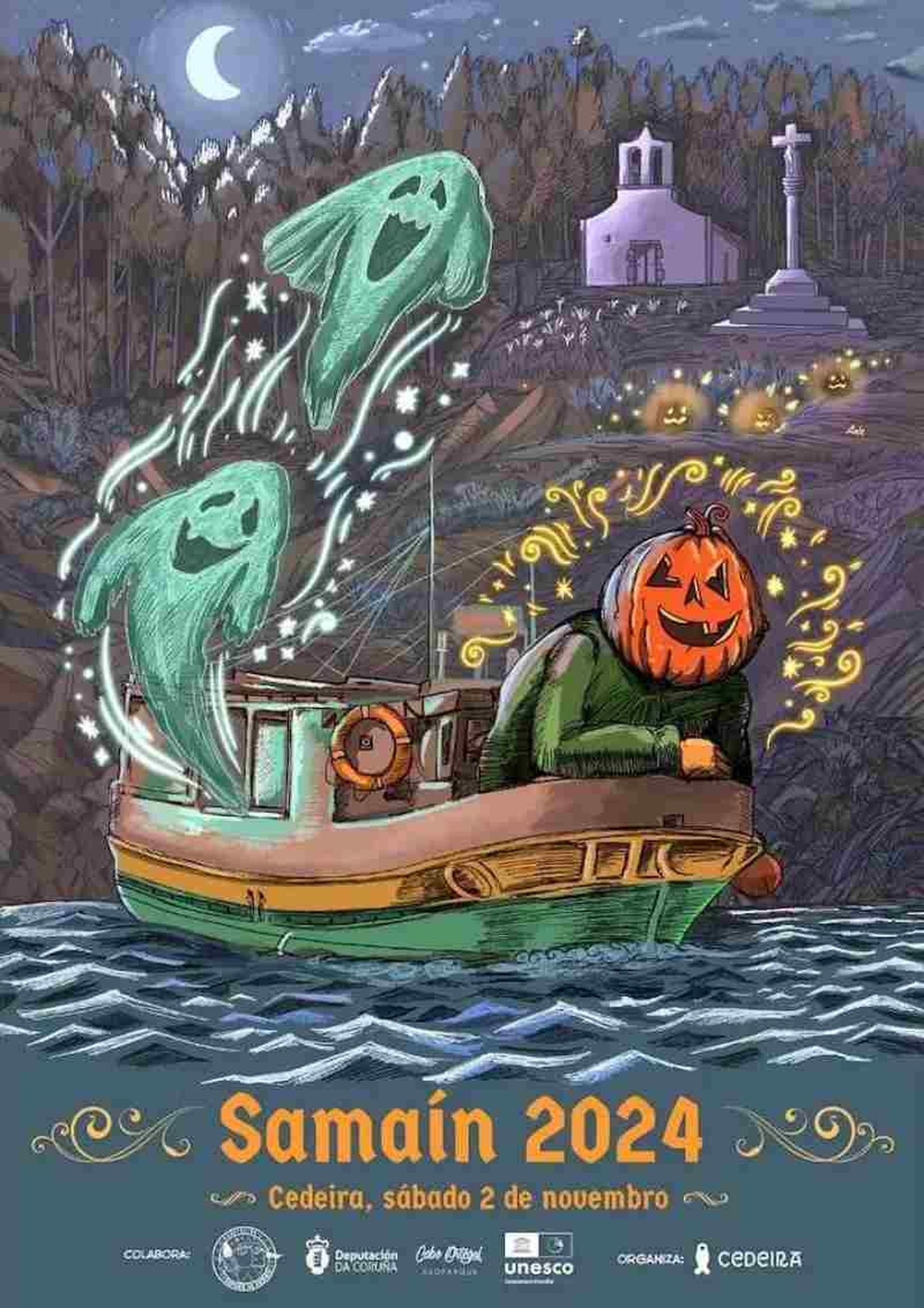 Cartel de la celebración del Samaín en Cedeira