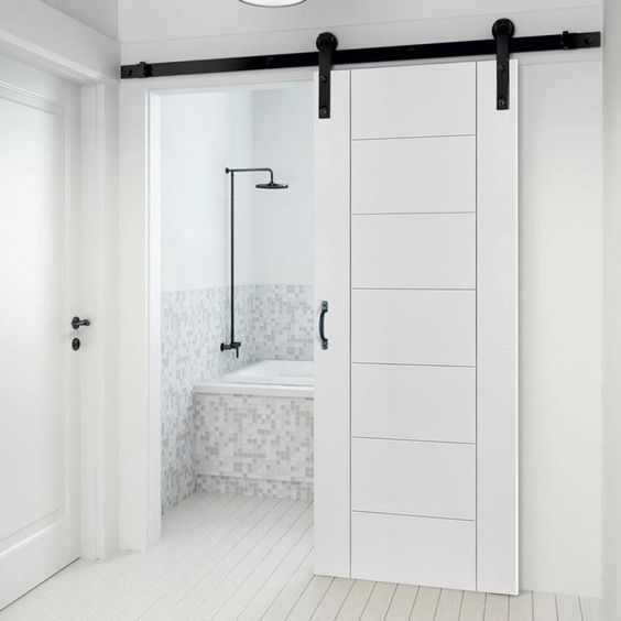 bano puerta corredera blanca