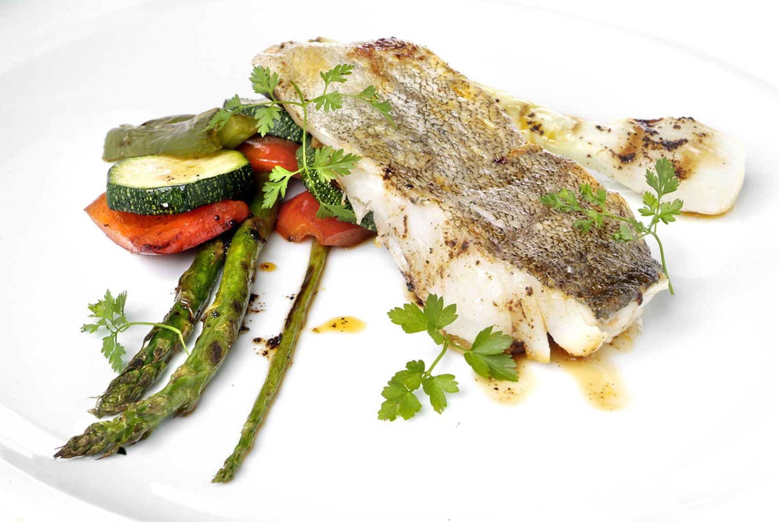 Bacalao con verdura a la parrilla