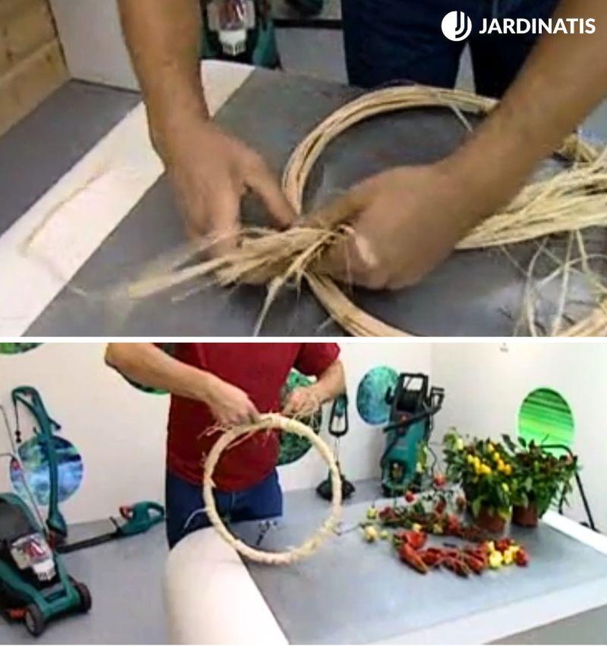 Forra la corona con rafia