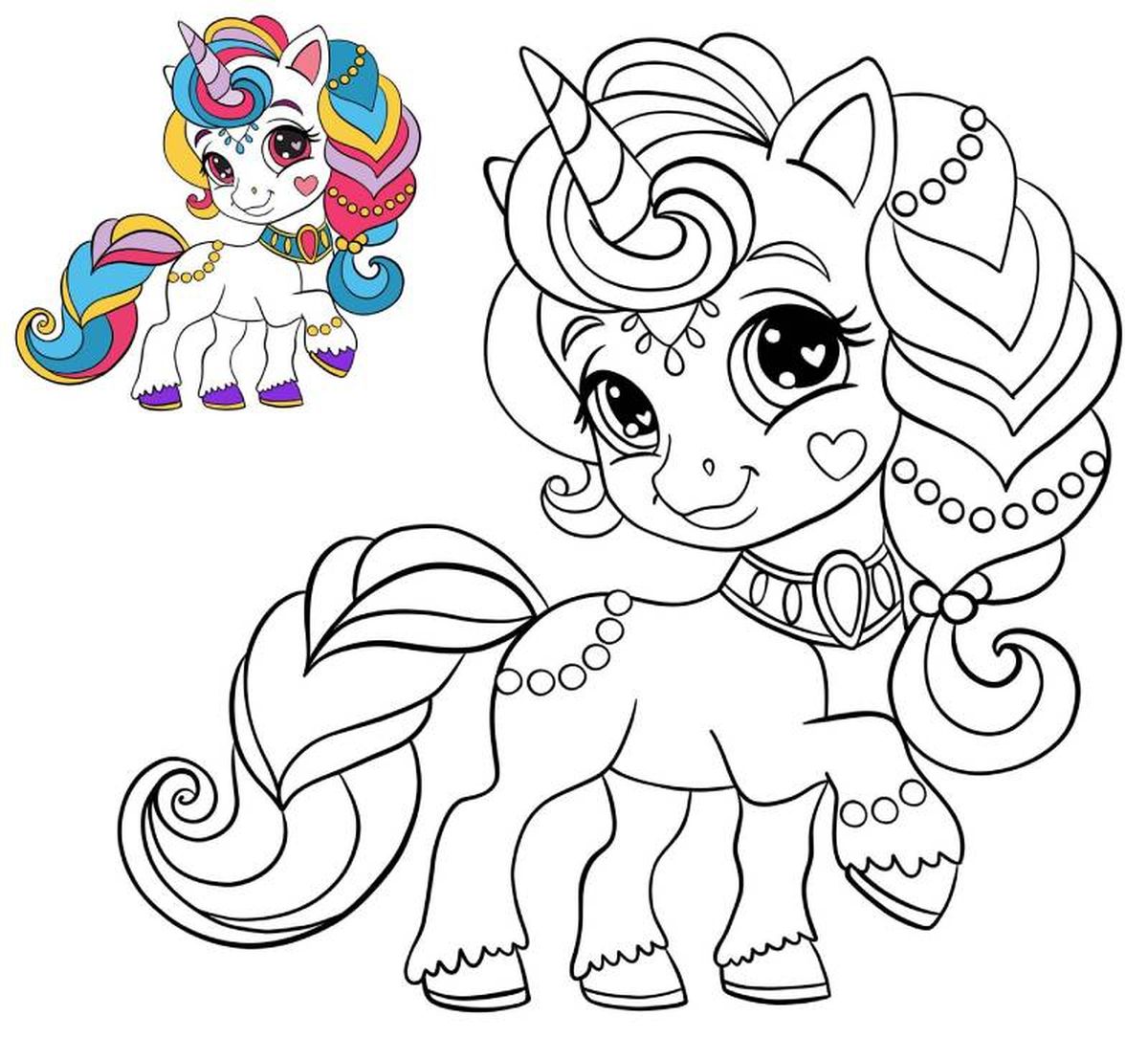 Unicornio para colorear, modelo 4.