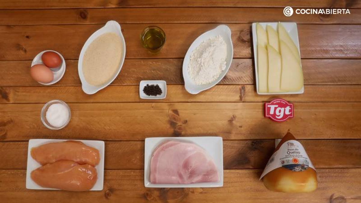 Ingredientes para hacer cordon bleu de pollo