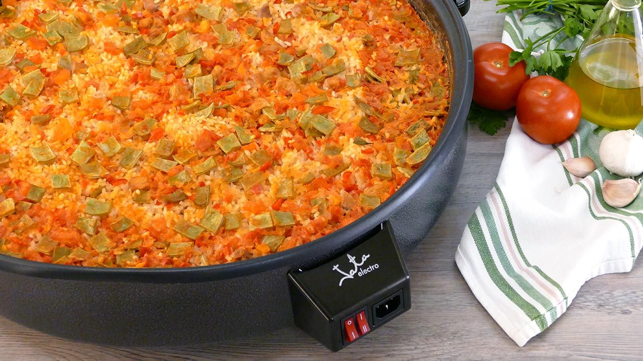 Review paellera eléctrica Jata  paella de carne