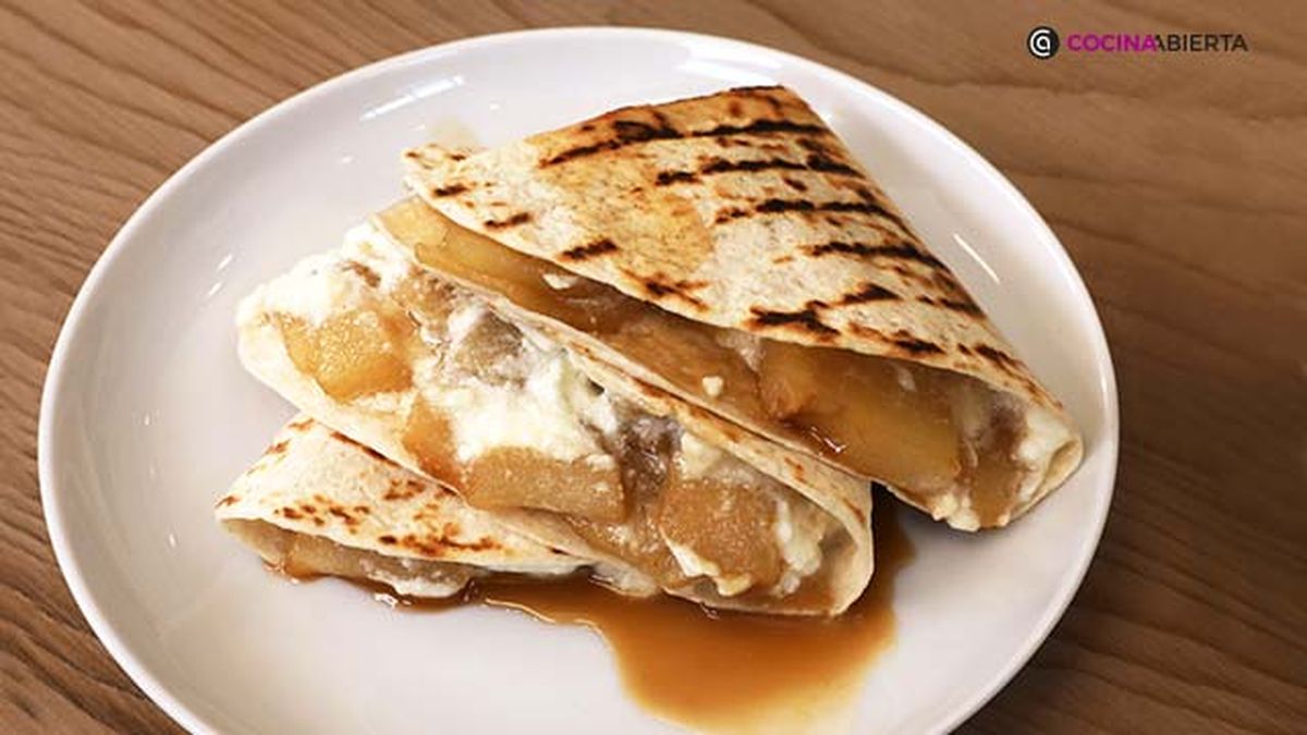 Quesadillas vegetarianas de queso y pera