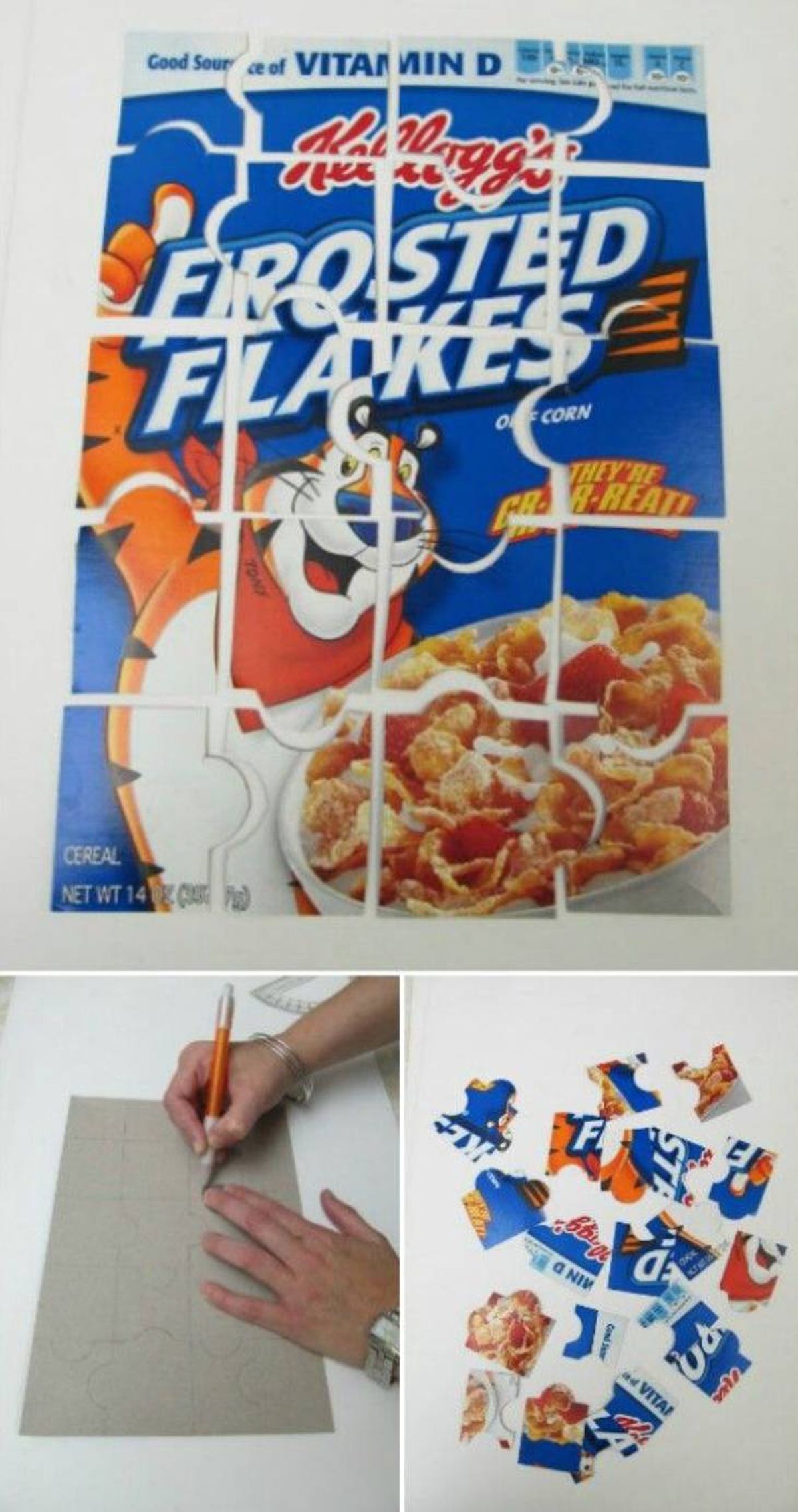 reutilizar caja cereales puzzle pinterest diyncrafts