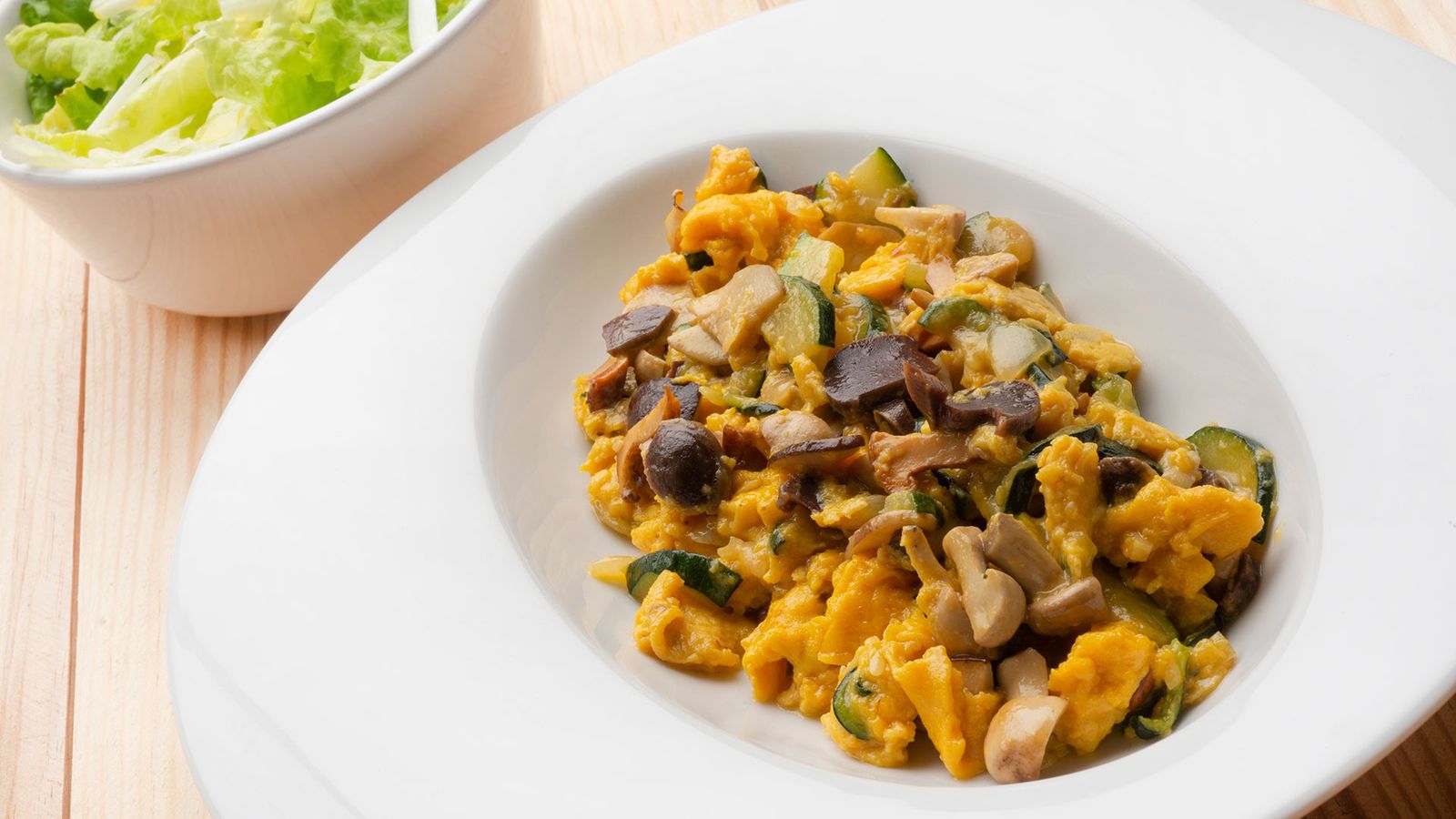 revuelto de calabacin setas y mollejas de pato xl