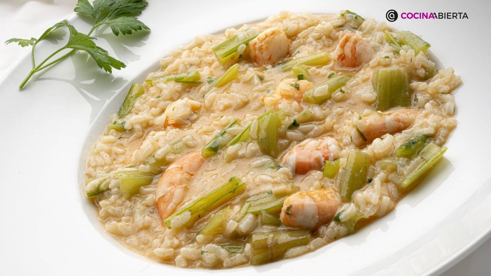 arroz caldoso con borraja y langostinos receta