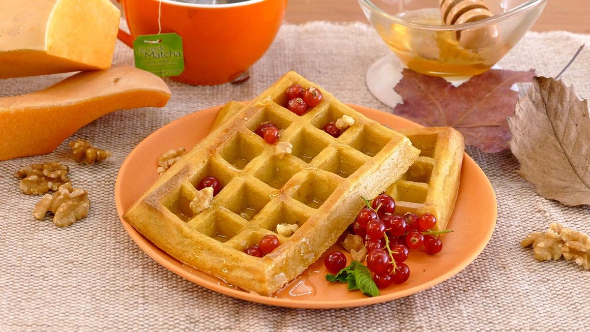 Receta de gofres de calabaza con miel y nueces