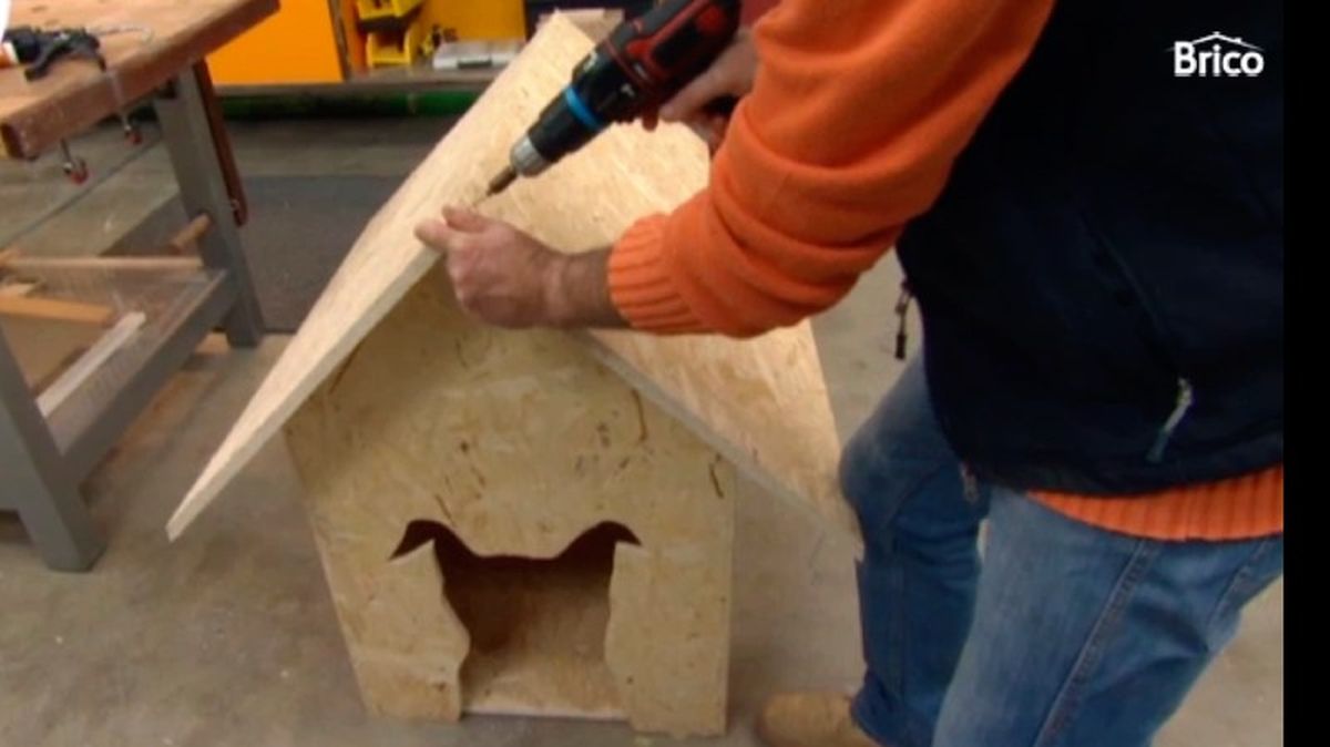 Colocar el tejado a la caseta para perro