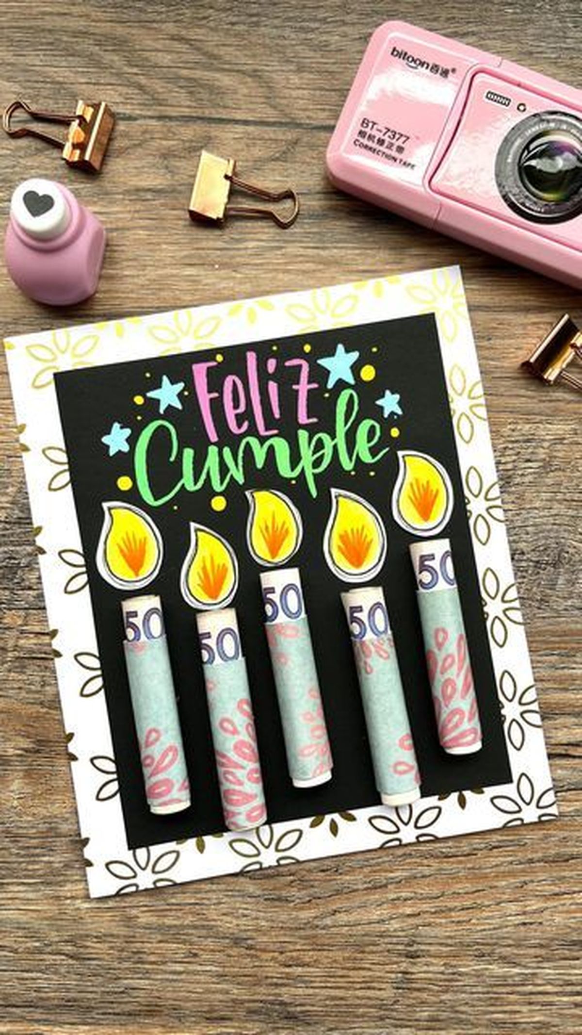 postal con velas para meter dinero pinterest