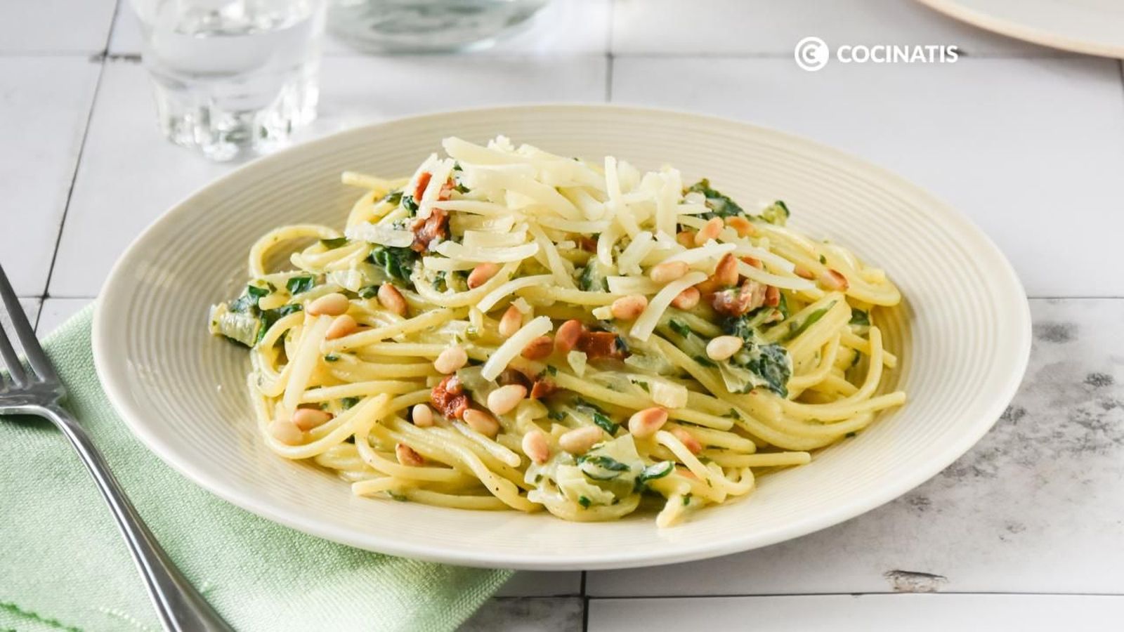 Espaguetis con espinacas