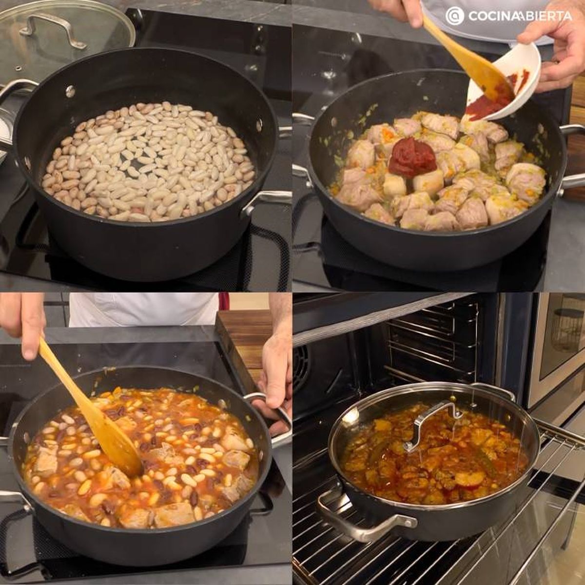Paso a paso para hacer estofado de alubias y cabezada de cerdo