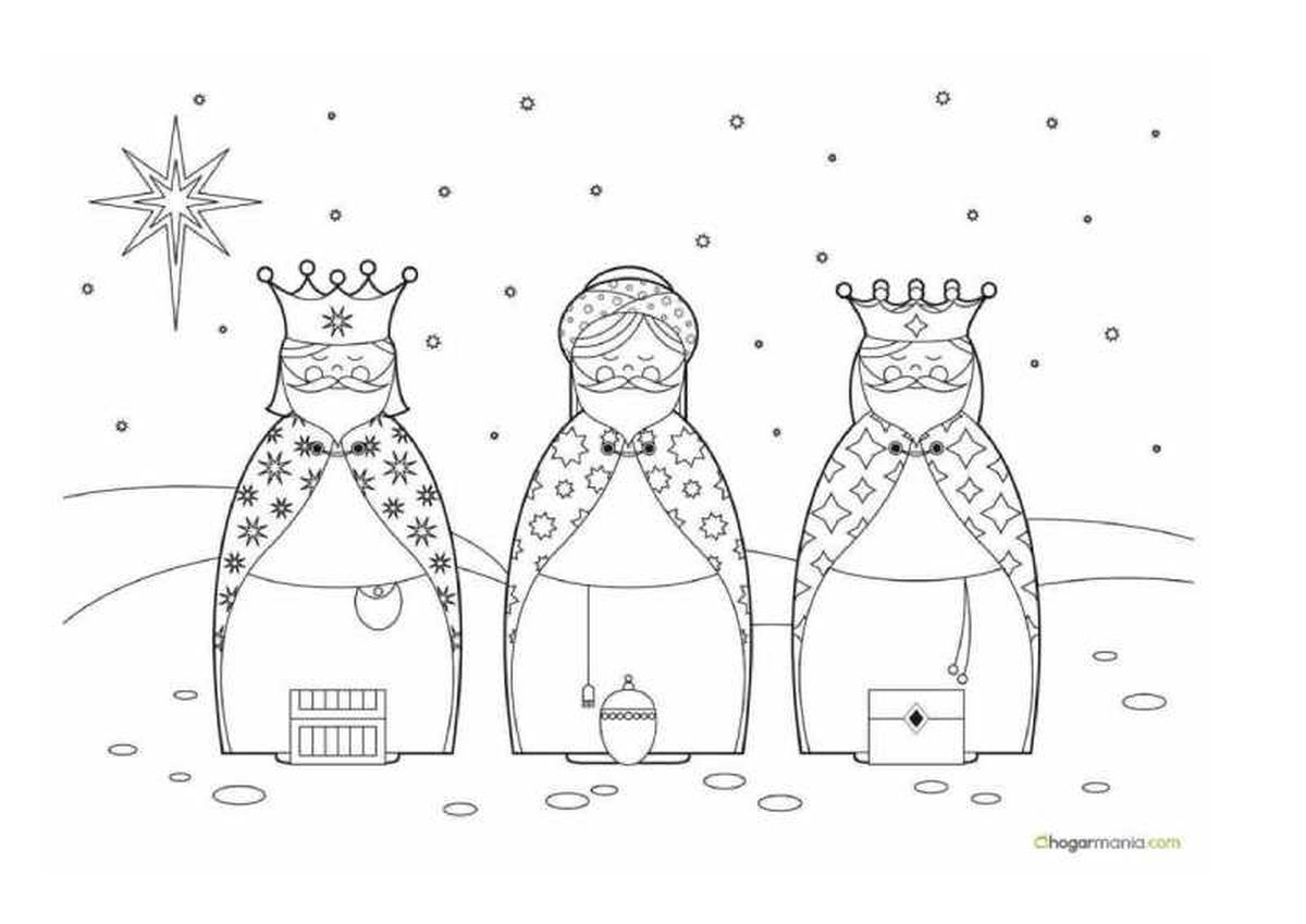 Dibujos de los Reyes Magos para colorear.