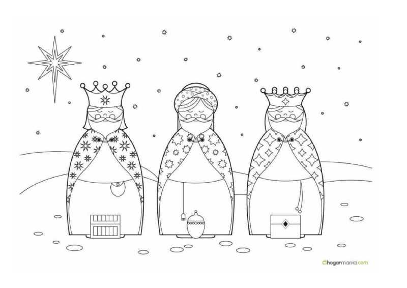 Dibujos de los Reyes Magos para colorear.