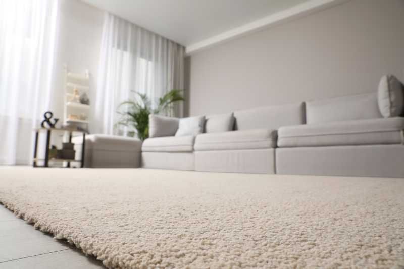 Salón con alfombra mullida.
