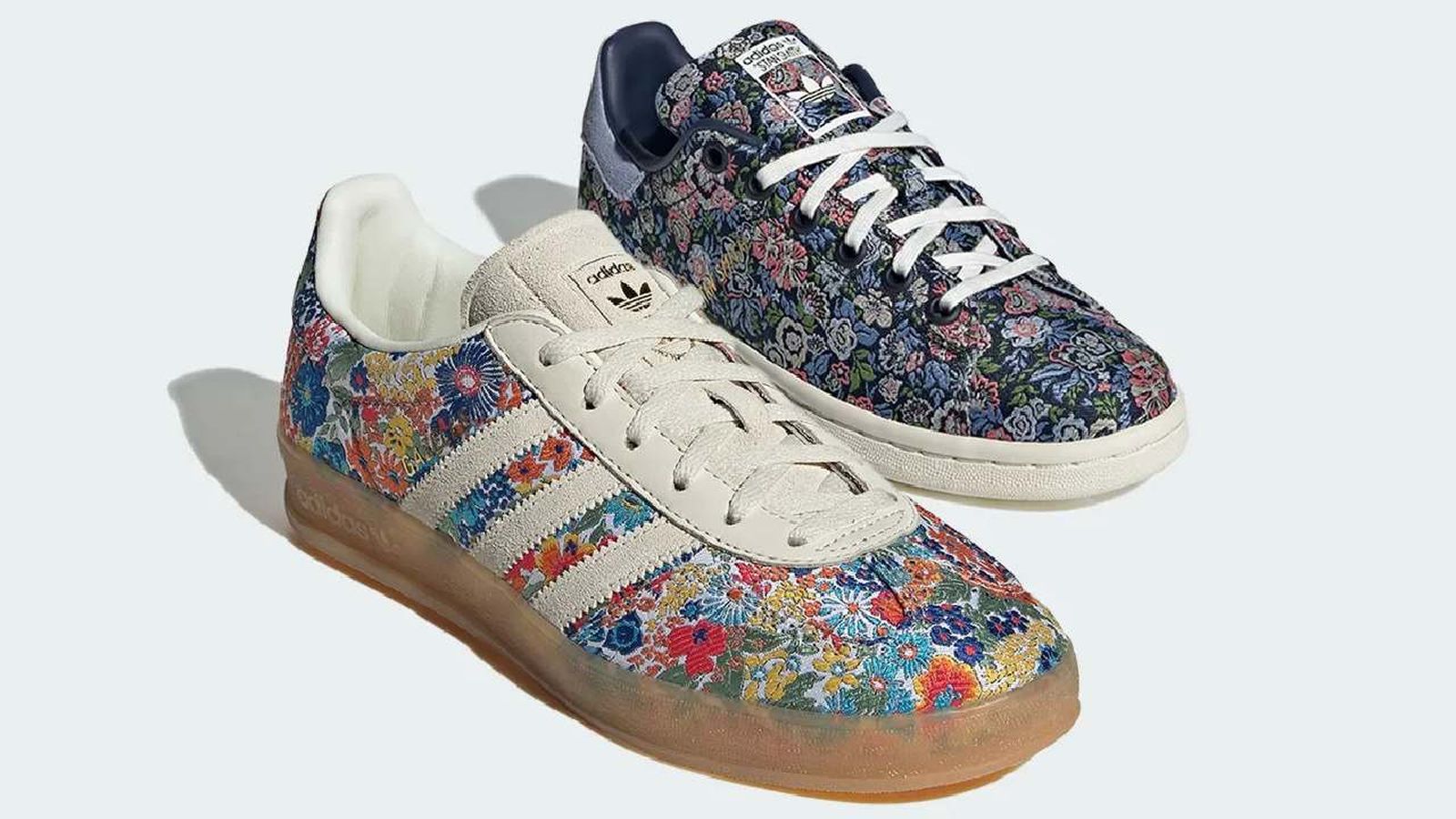 Modelo Gazelle y Stan Smith de la colaboración entre Adidas y Liberty London