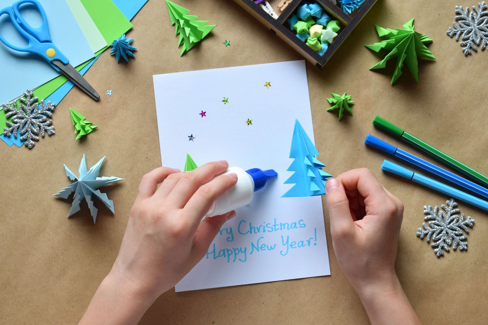 Postal navidad origami lettering paso 4