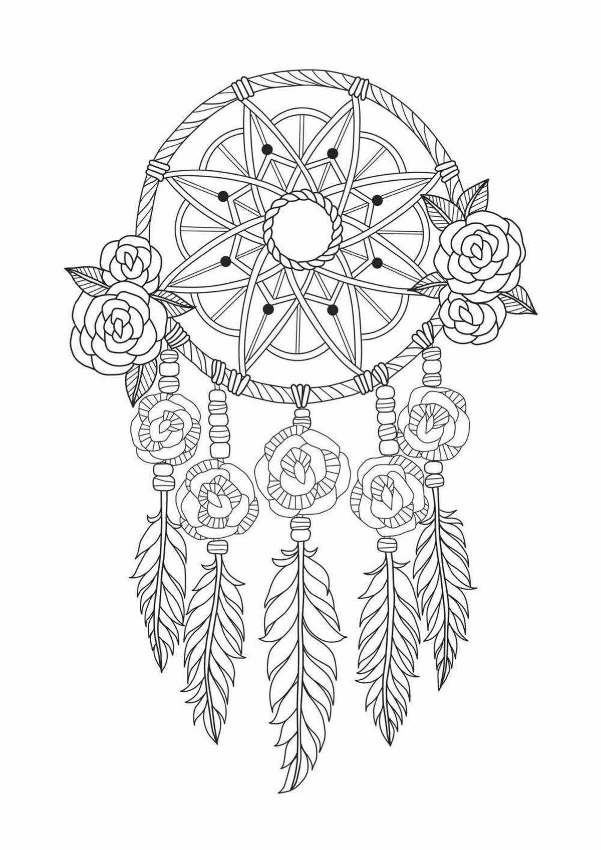 Atrapasueños para colorear modelo 7.