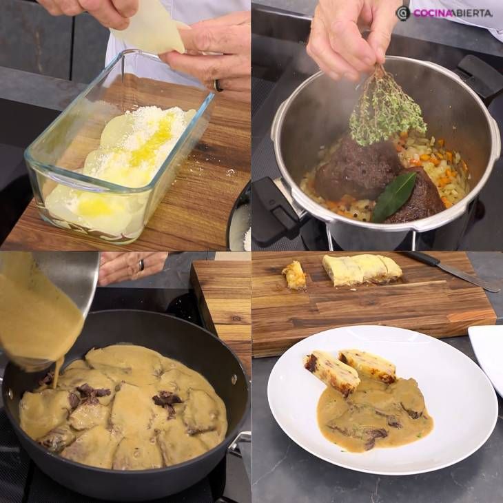 carrilleras de terna con pastel de patata receta pasos