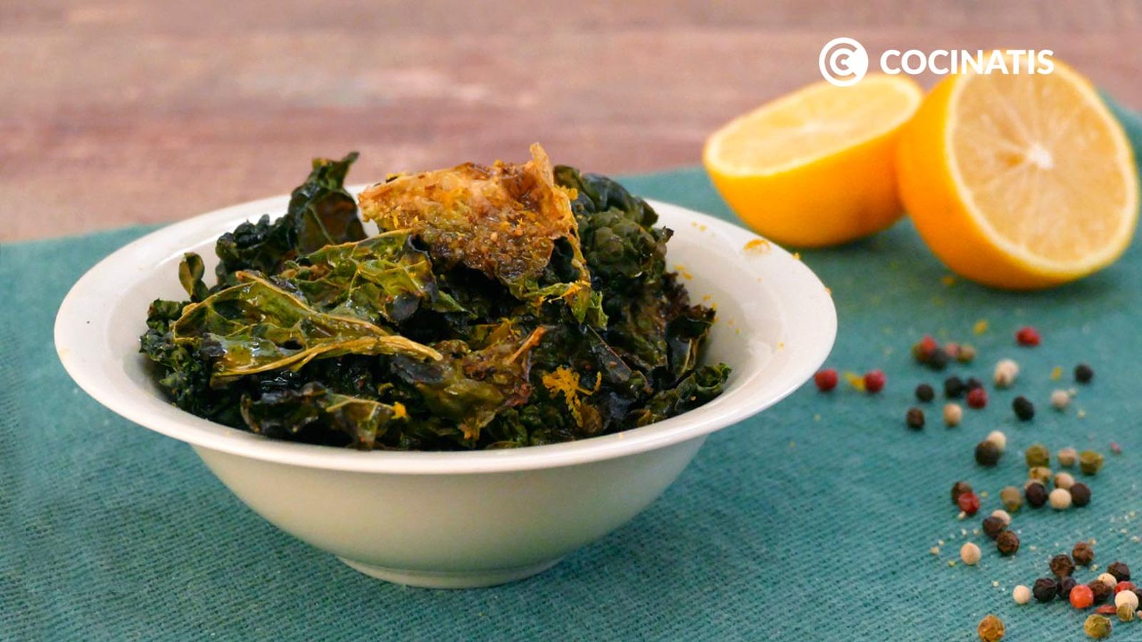 Receta de chips de kale al horno