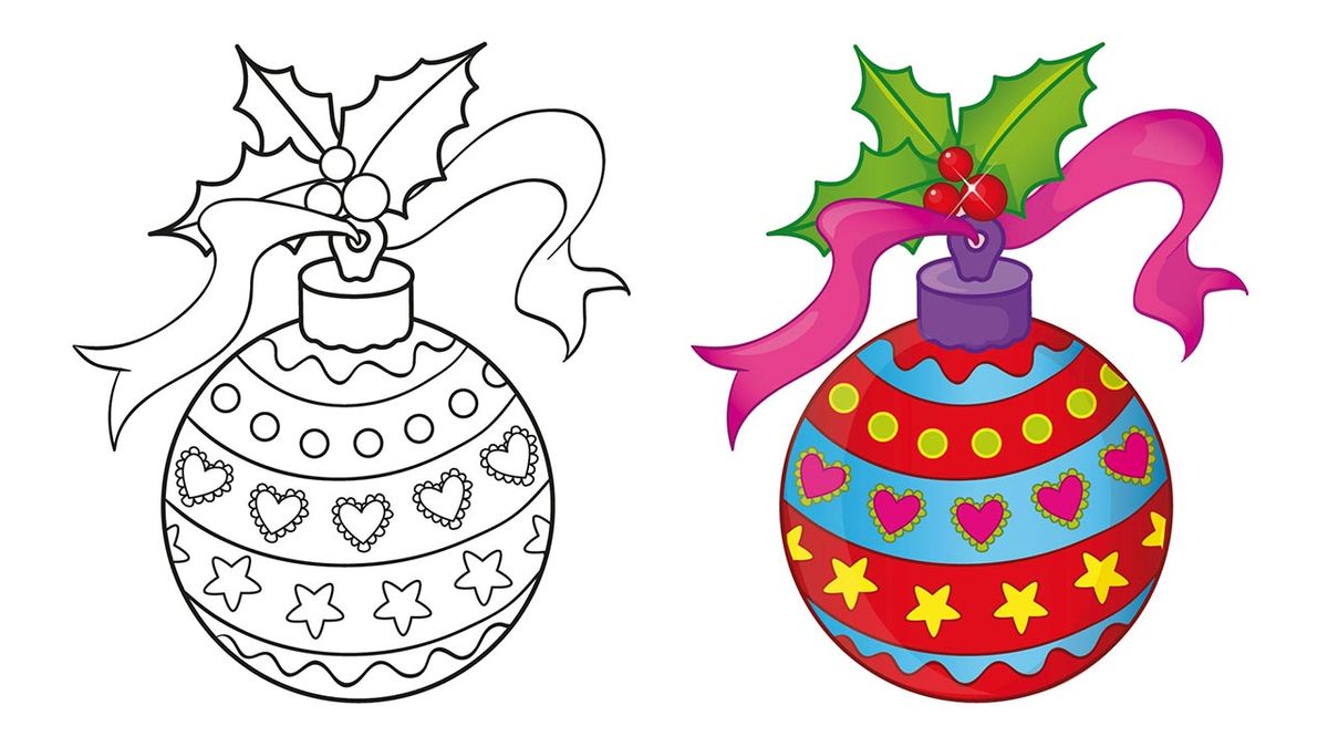 Dibujos de bolas de Navidad para imprimir y colorear