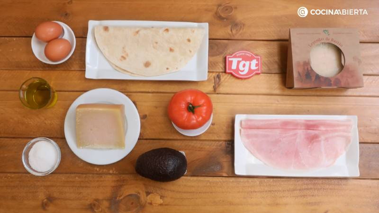 Ingredientes para hacer quesadillas de jamón y queso