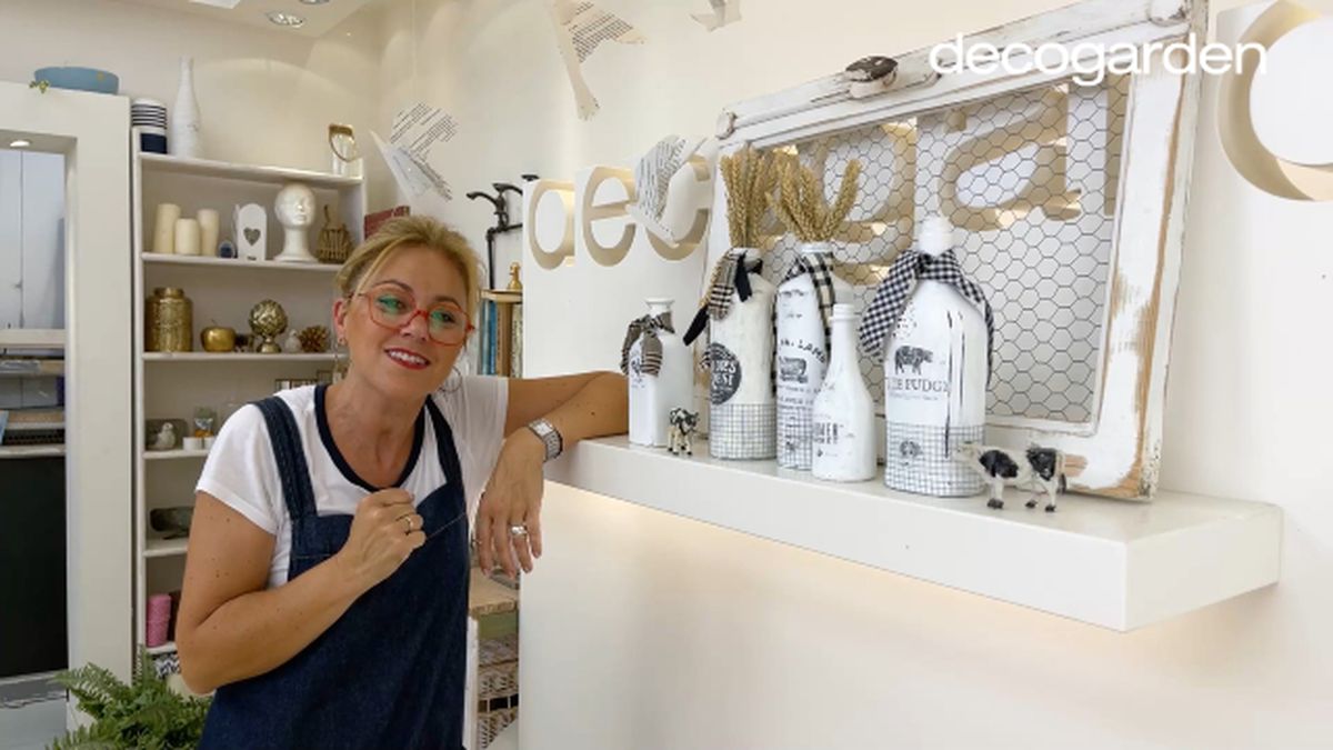 decorar botellas cristal paso 11