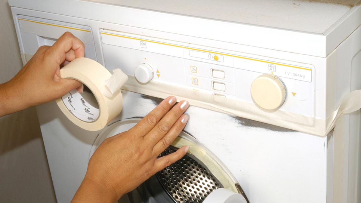 Pintar una lavadora de un color metalizado paso 3