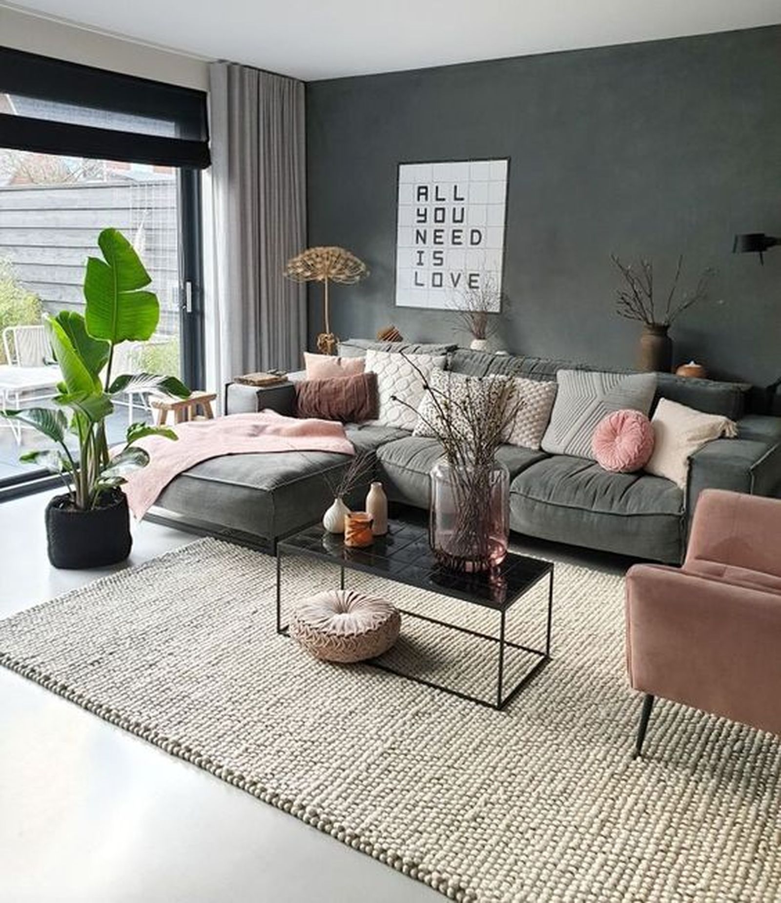 1 salon gris rosa huizedop