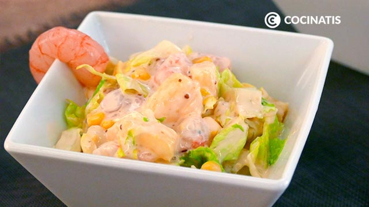 Receta de cóctel de gambas con salsa rosa y piña  paso 5