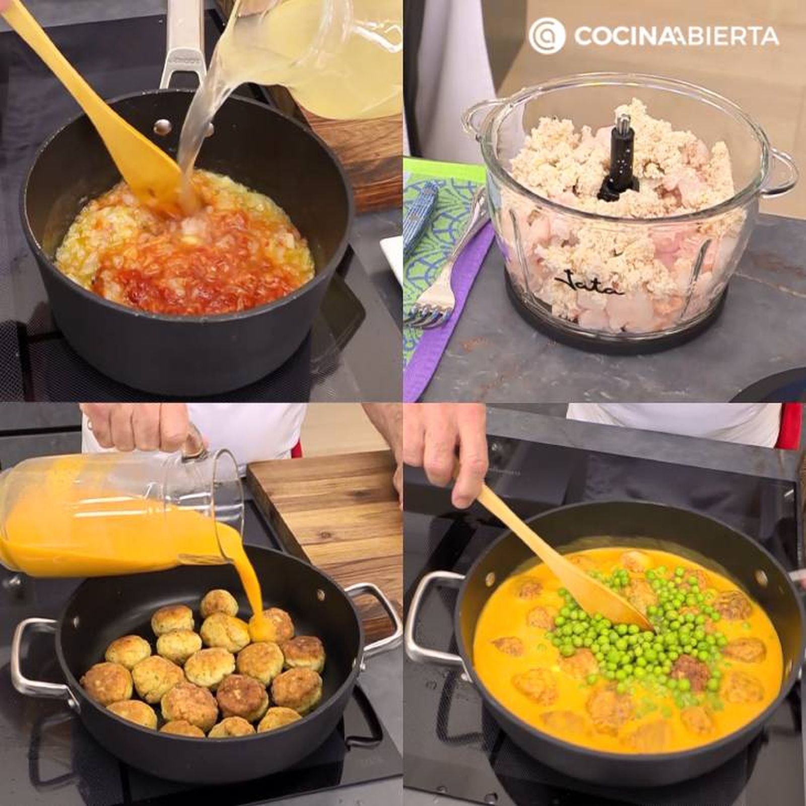 albondigas de merluza en salsa con guisantes receta pasos