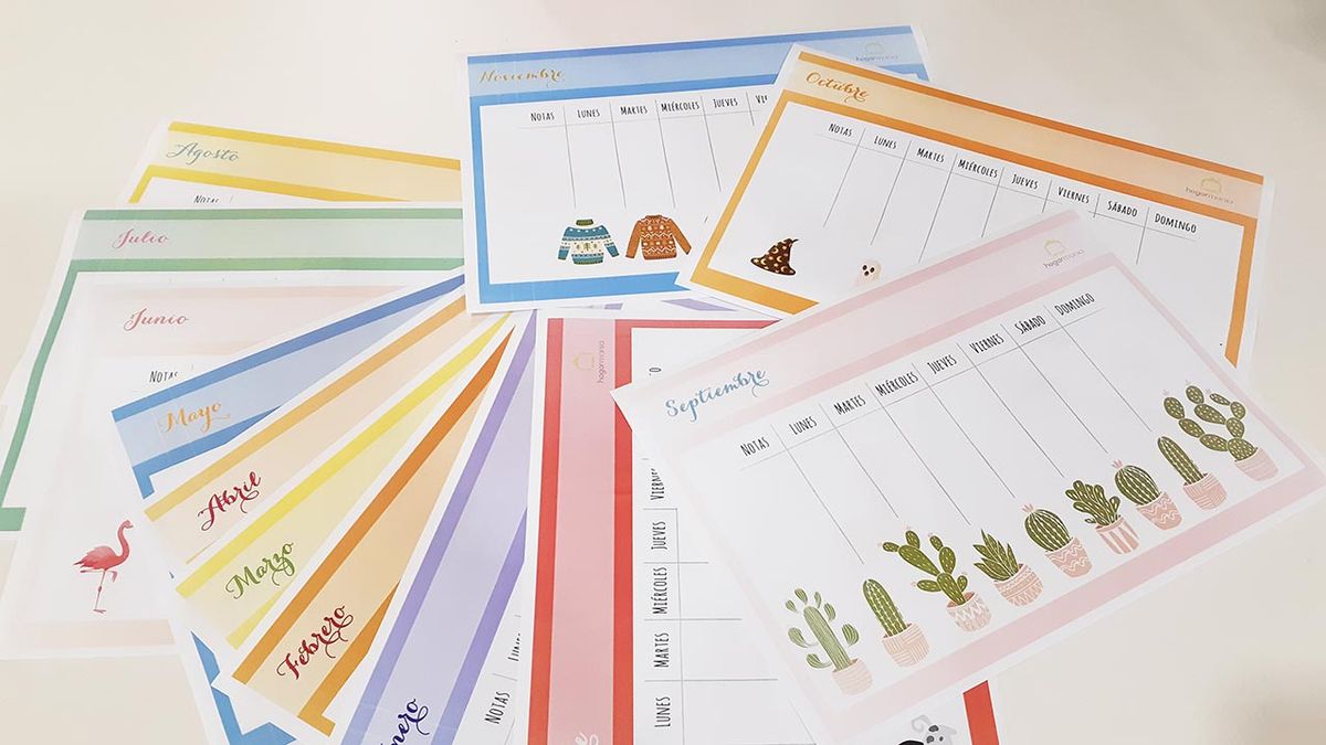 organizador mensual semanal hogarmania