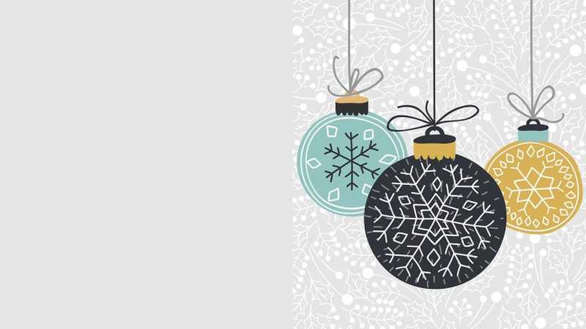 Postal de bolas de Navidad.