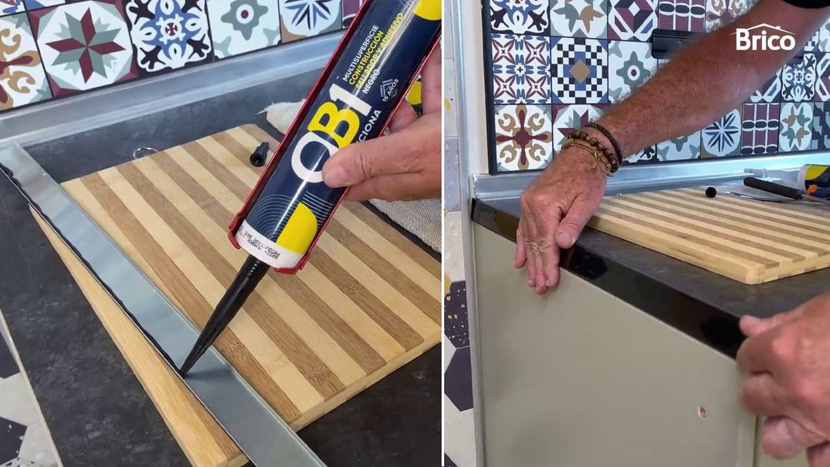 pegar fregadero sobre encimera 9