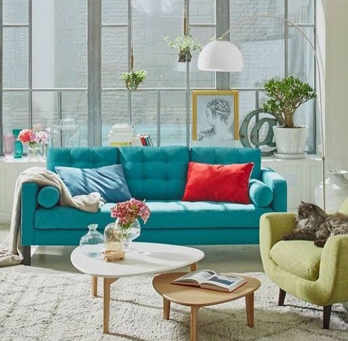 salon sofa azul rojo pinterest