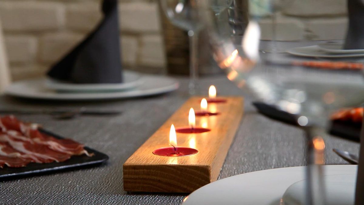 Portavelas de madera