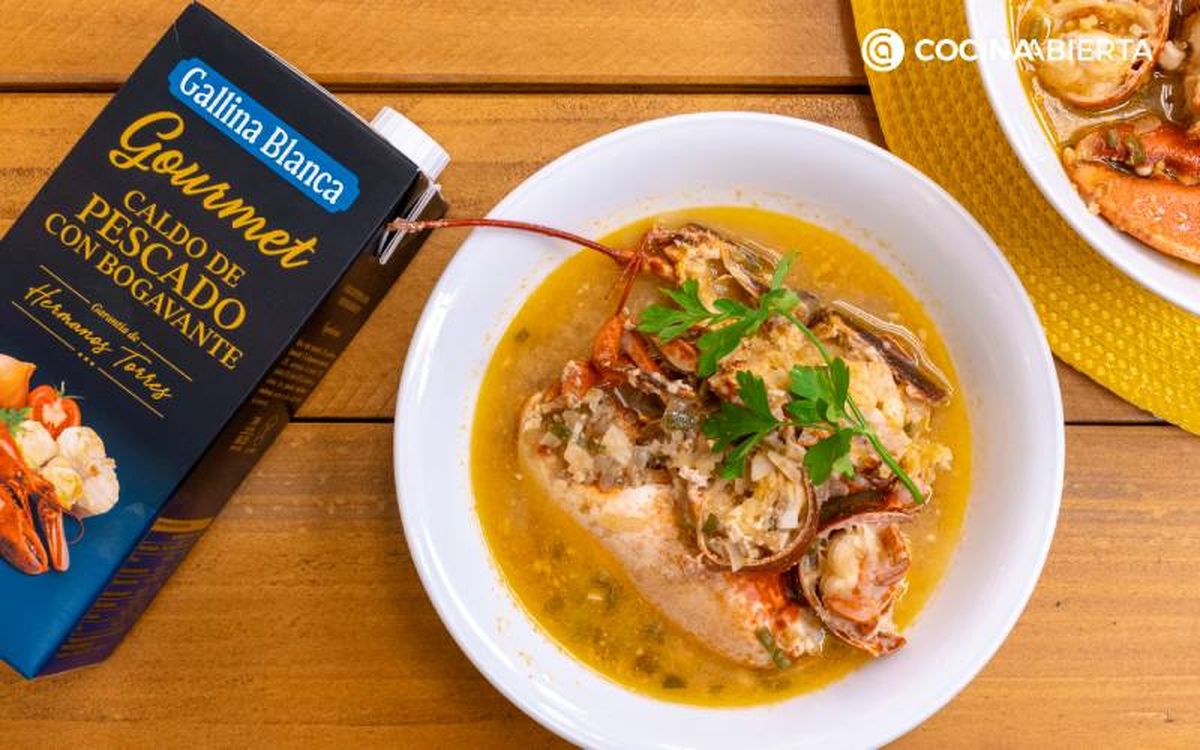 Ingredientes de la receta de sopa de bogavante - Sirve la sopa de bogavante