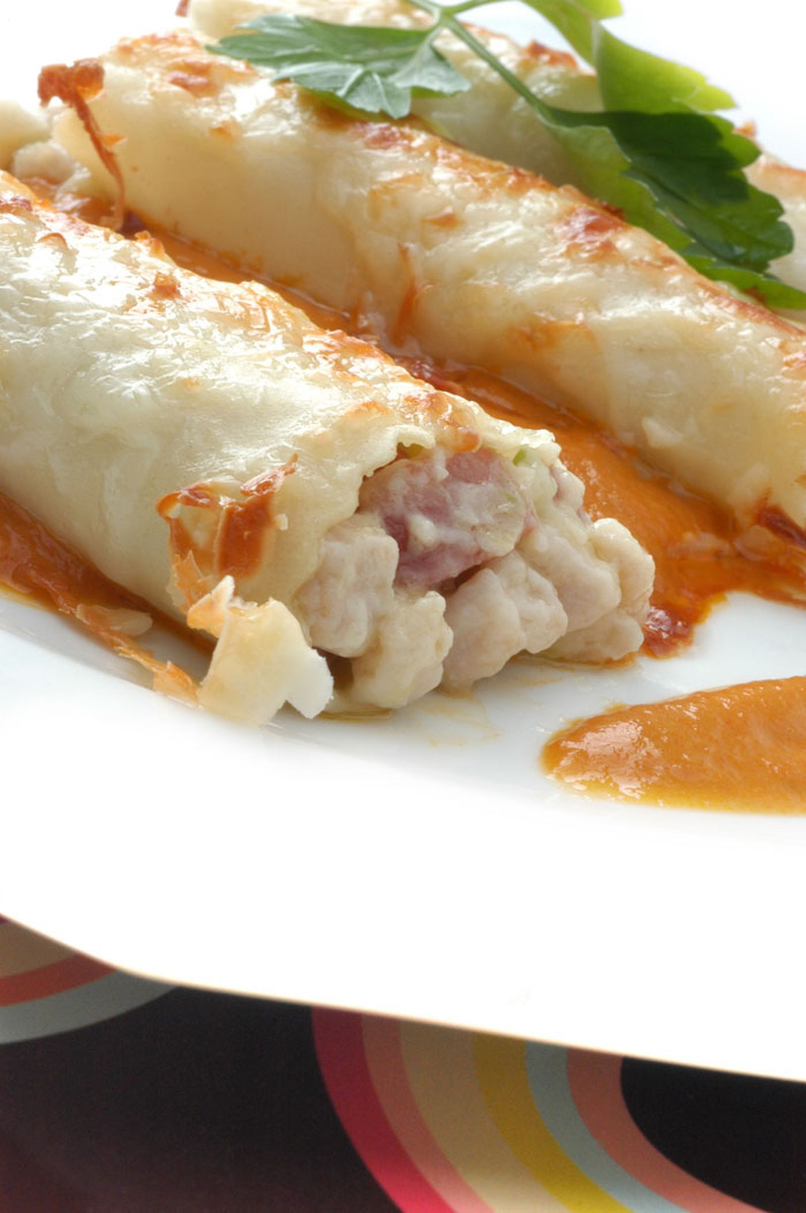 Canelones de jamón fresco y curado