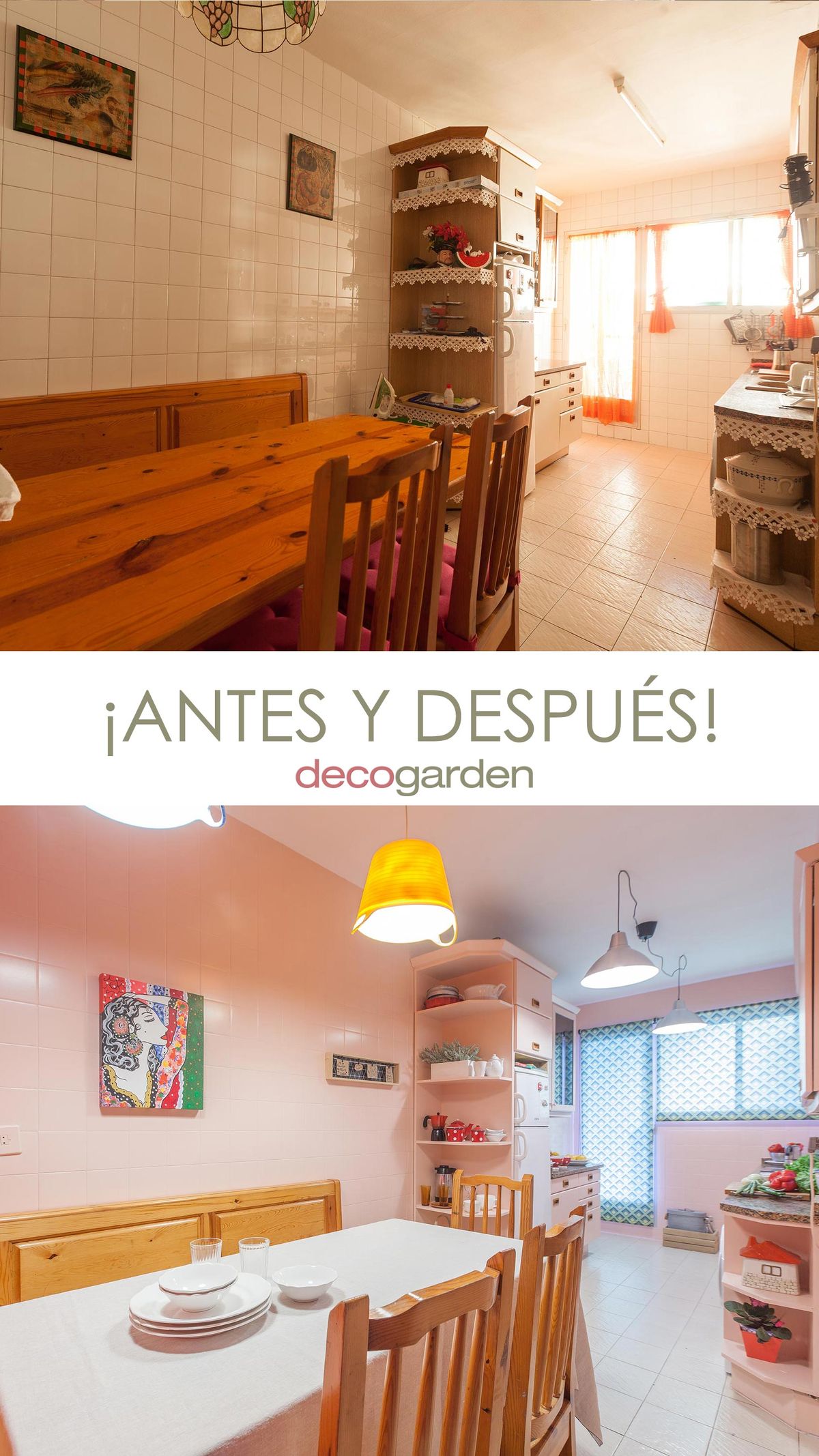DEKO0709 decorar cocina rosa antes despues