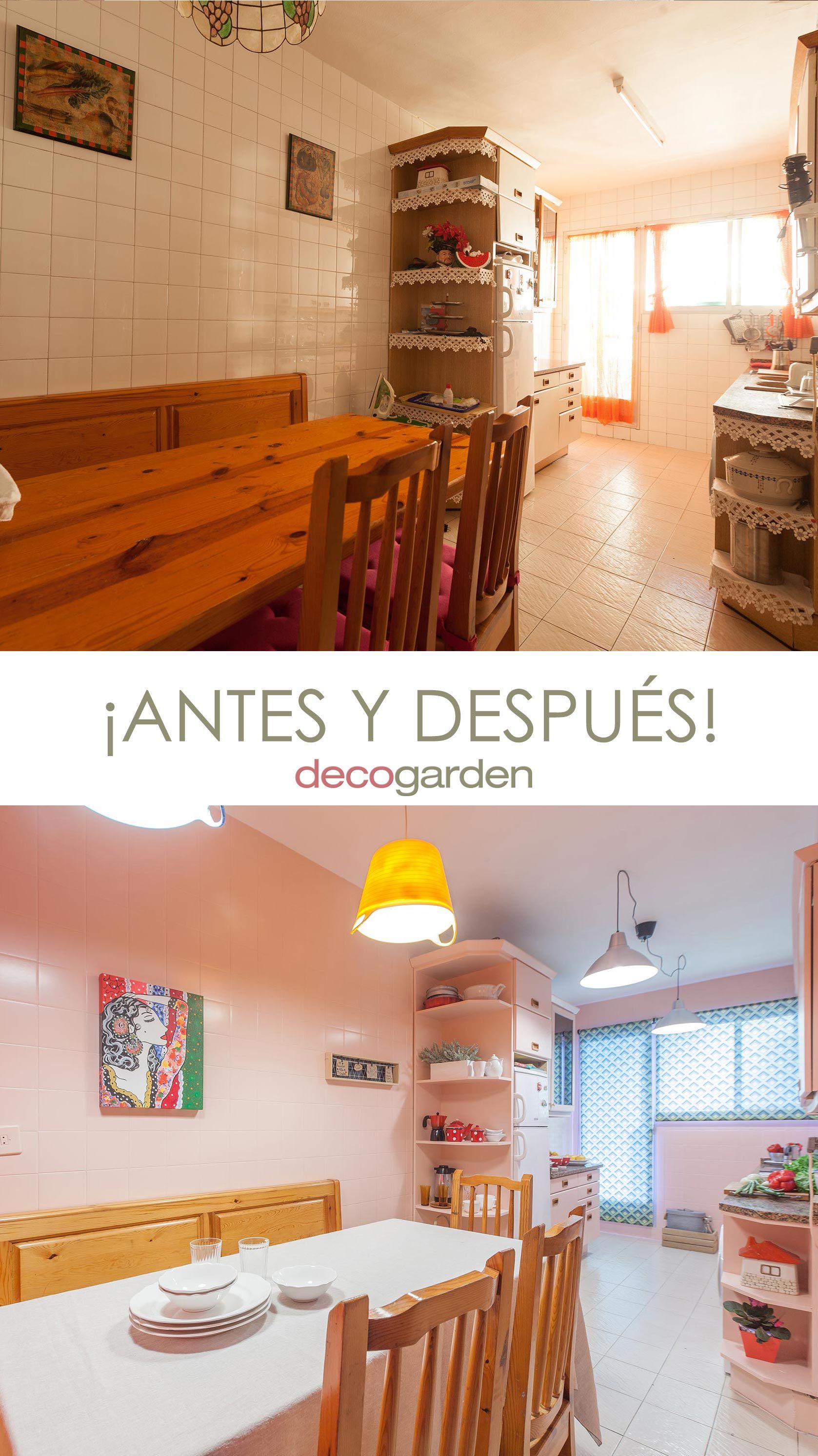 DEKO0709 decorar cocina rosa antes despues