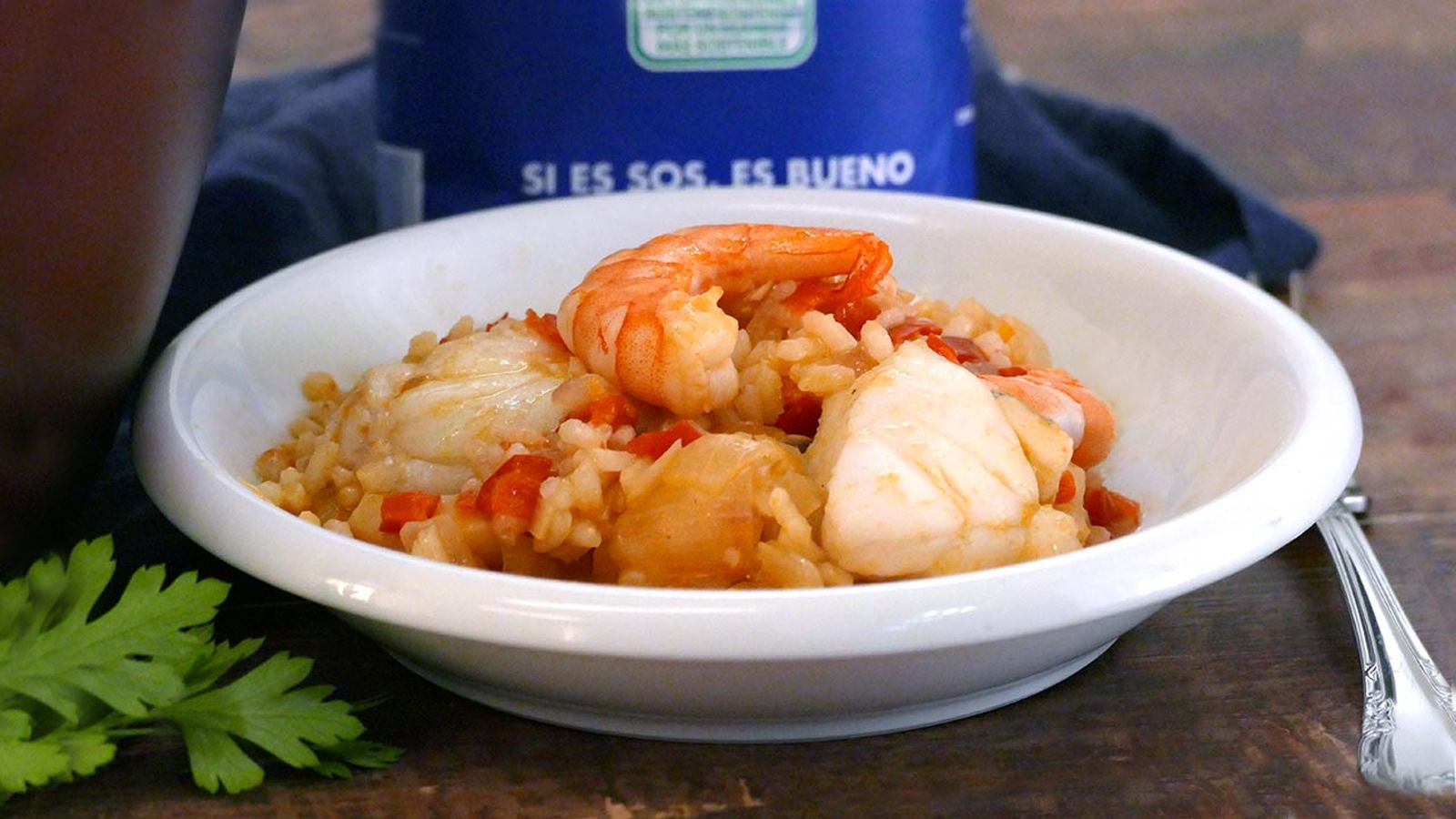 Receta de arroz con rape y langostinos