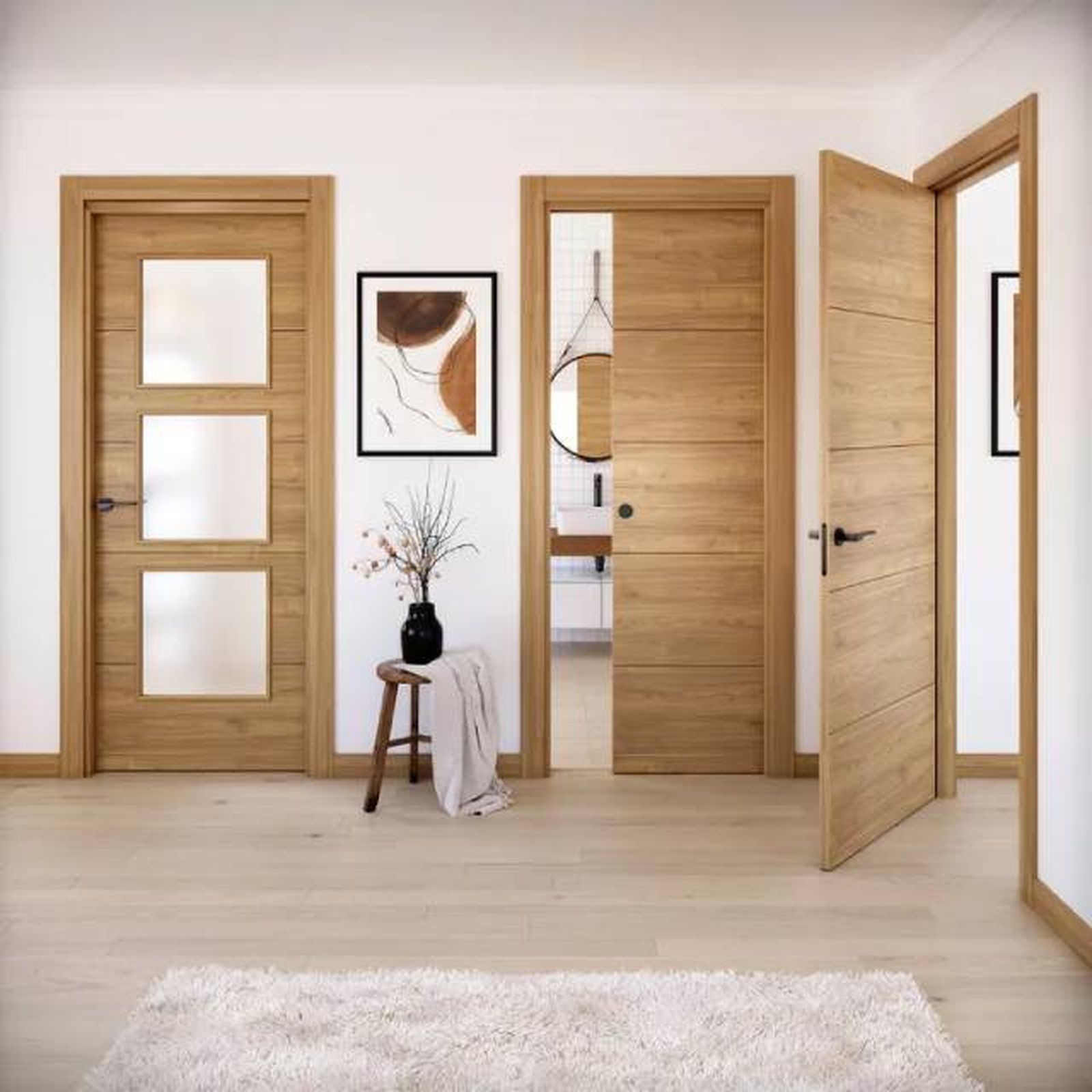 puertas marrones pasillo