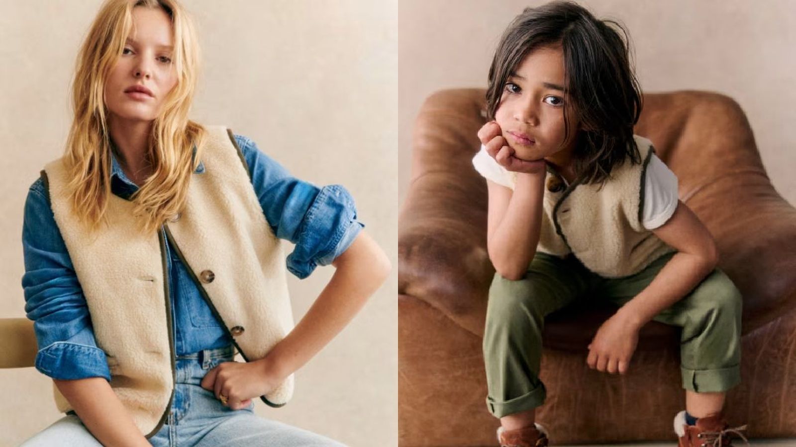 Chaleco de borreguito para madres e hijos